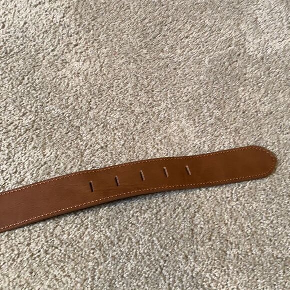 Women’s Brown Belt with Gold Buckle Wood Inlay Size XXL NWT - Picture 6 of 7